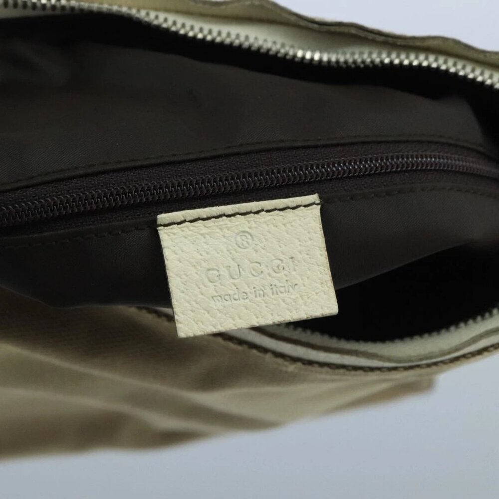GUCCI Shoulder Bag Canvas Leather Beige White Silver - Picture 14 of 16